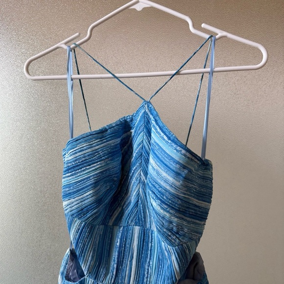 AMUR Janet Pleated Striped Cutout Maxi Dress Blue Sz 0 - Picture 5 of 7